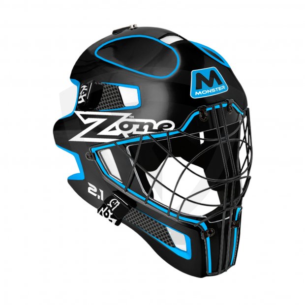Zone Monster 2.1 brankářská maska 32990 Goalie Mask MONSTER 2.1 black-turquoise FRONT