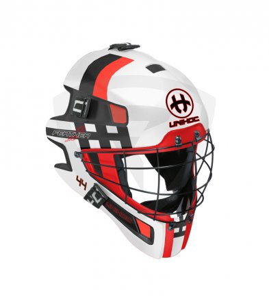 Unihoc Feather 44 Goalie Mask White/Neon red