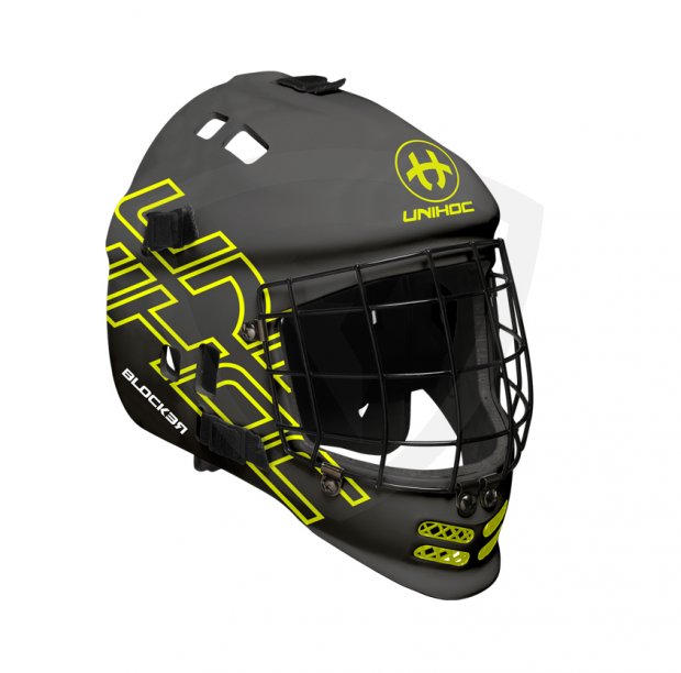 Unihoc Blocker Black brankářská maska 12573 Goalie mask Blocker black-neon yellow