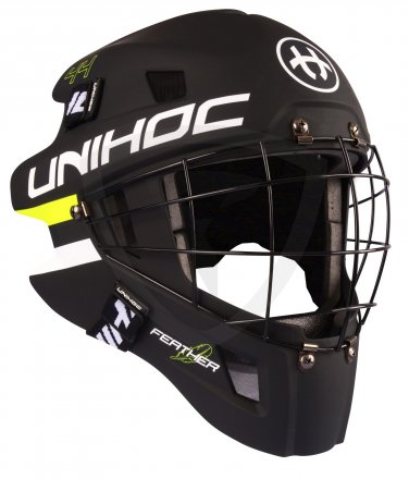 Unihoc Feather 44 Goalie Mask Black-Neon Yellow