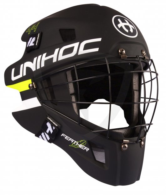 Unihoc Feather 44 Goalie Mask Black-Neon Yellow 12582 GOALIE MASK UNIHOC FEATHER 44