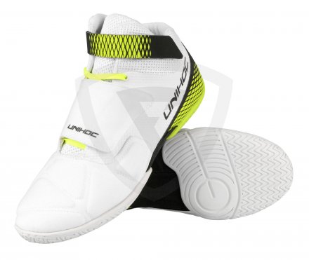 Unihoc U4 Goalie White/Neon Yellow brankářská obuv