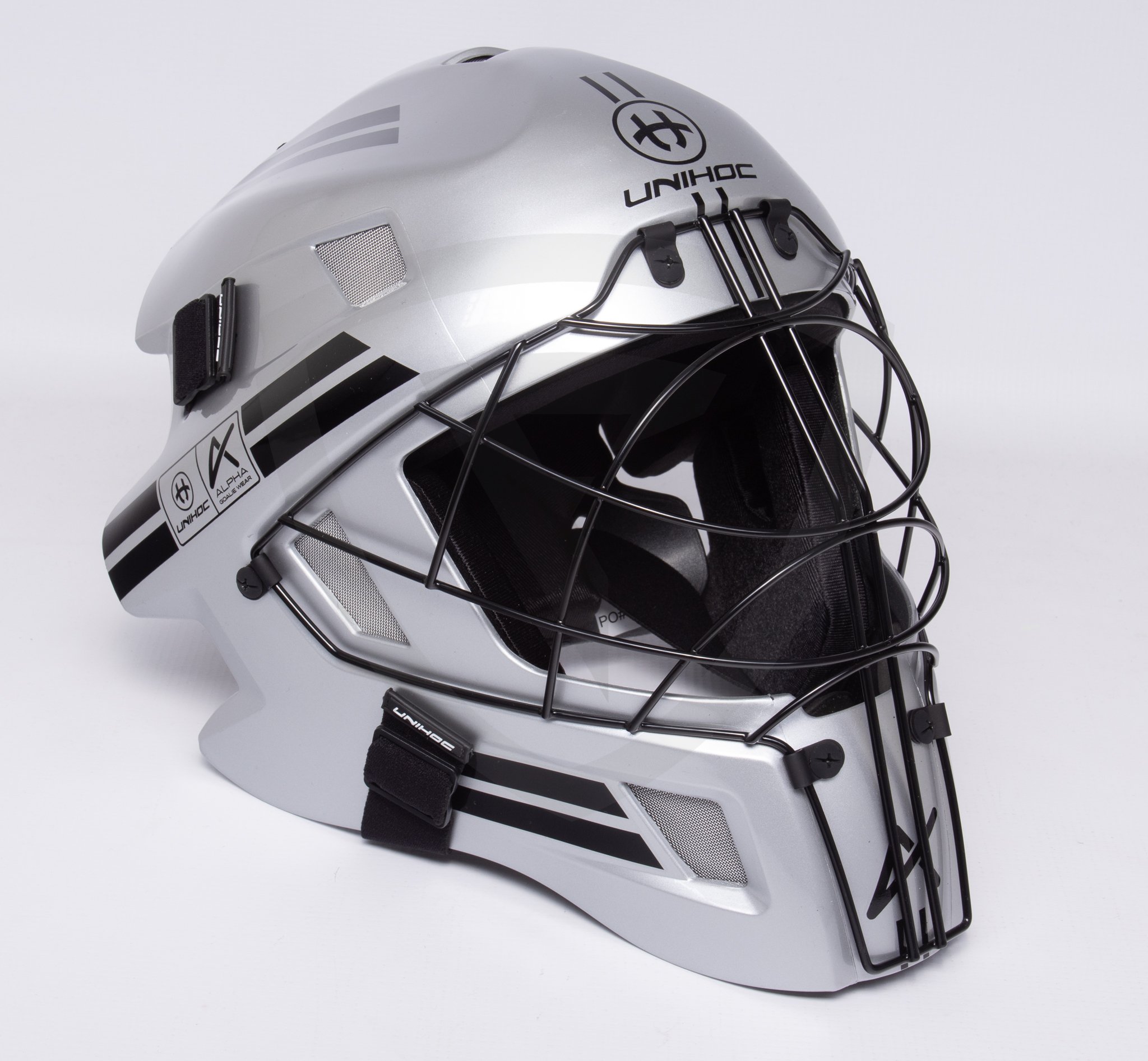 Unihoc Alpha 66 Silver-Black Goalie Mask stříbrná-černá