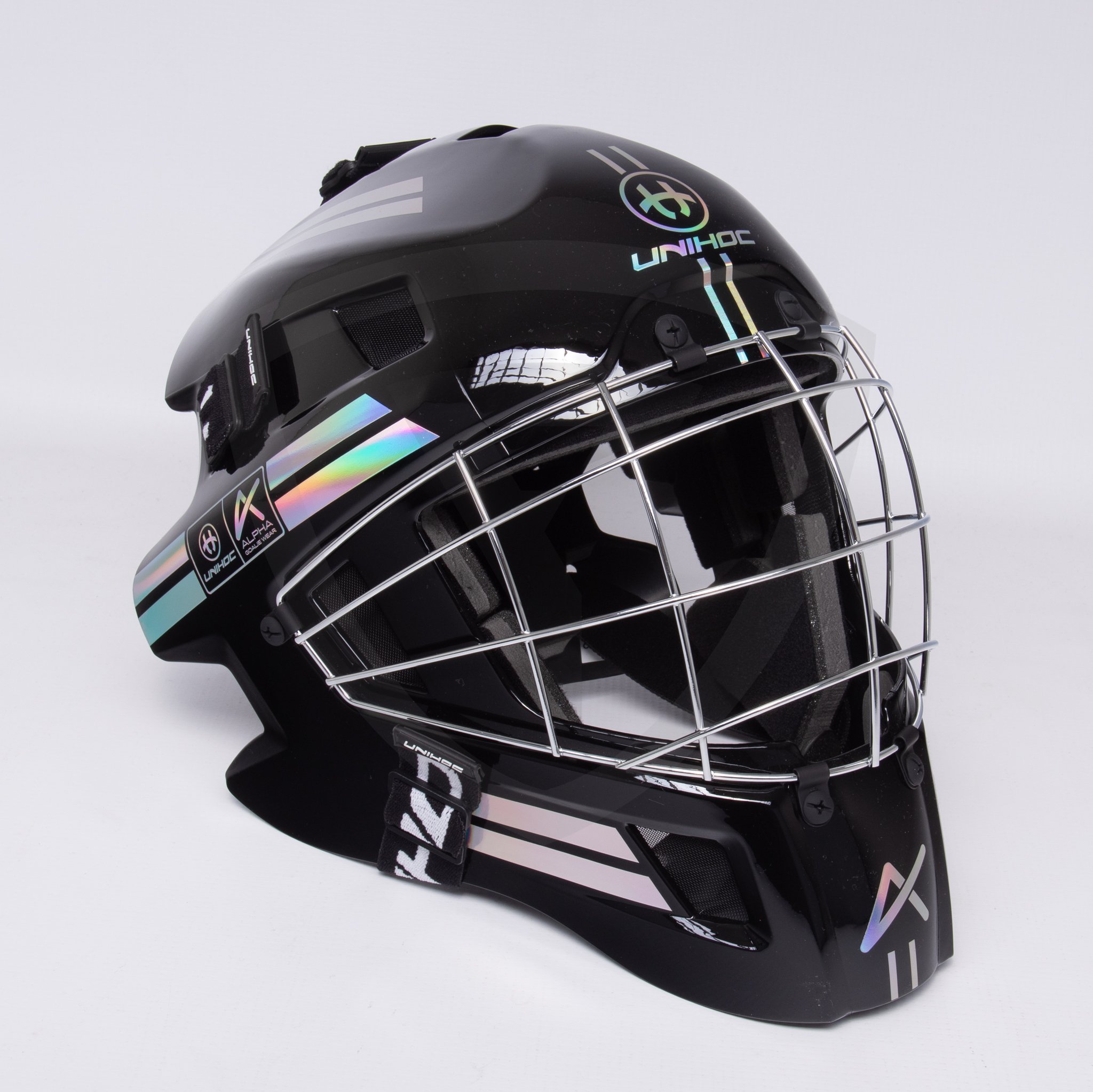 Unihoc Alpha 44 Black-Silver Goalie Mask černá-stříbrná