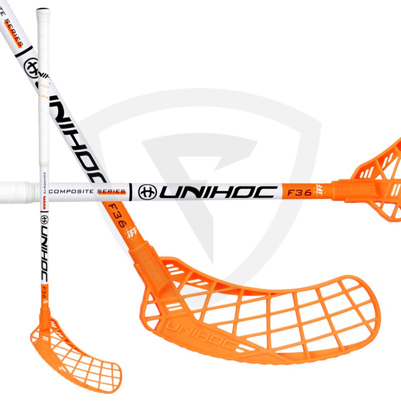 Unihoc Epic Youngster Composite 36 White-Neon Orange 70cm (=80cm) pravá (pravá ruka dole)