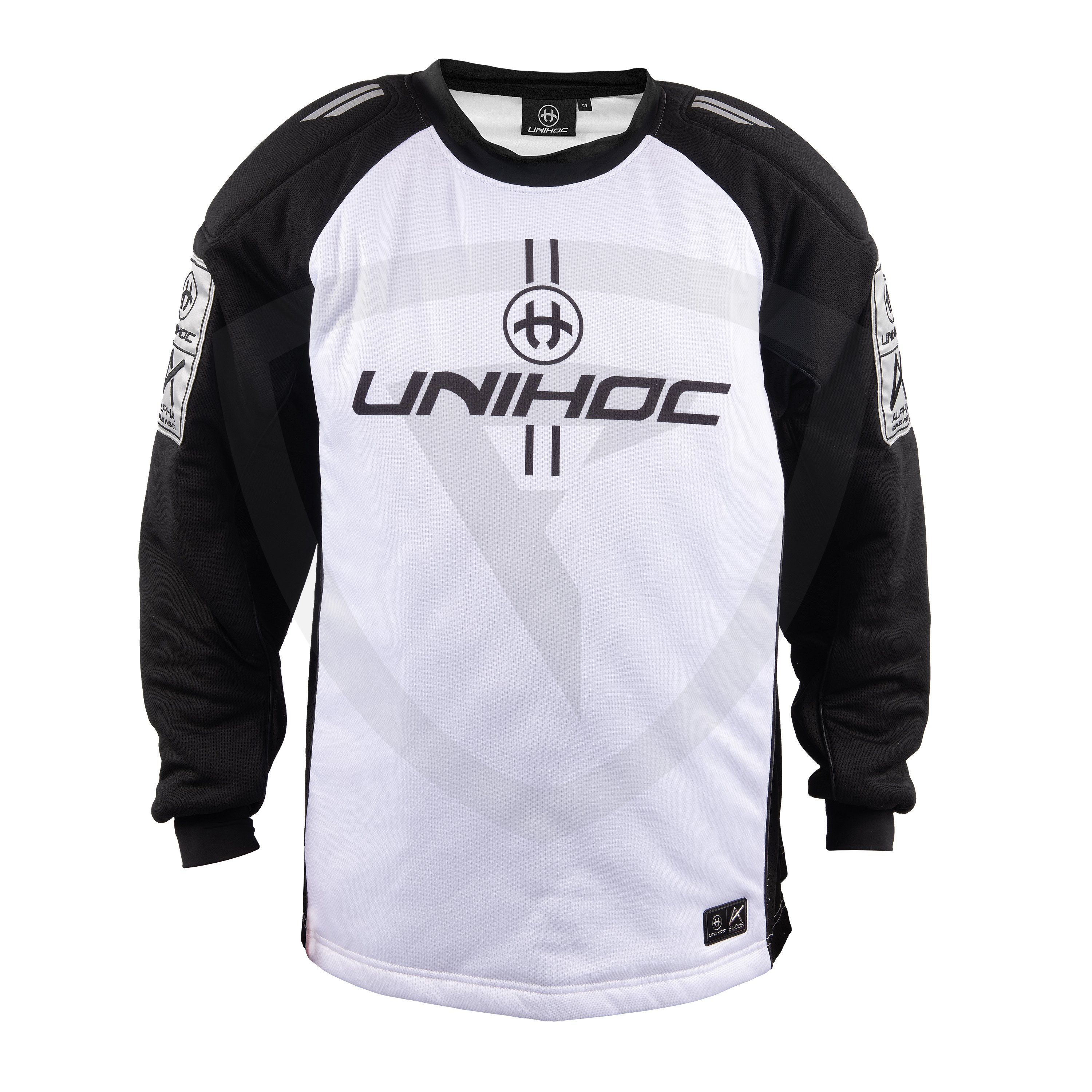 Unihoc Alpha Goalie Sweater White-Black S bílá-černá