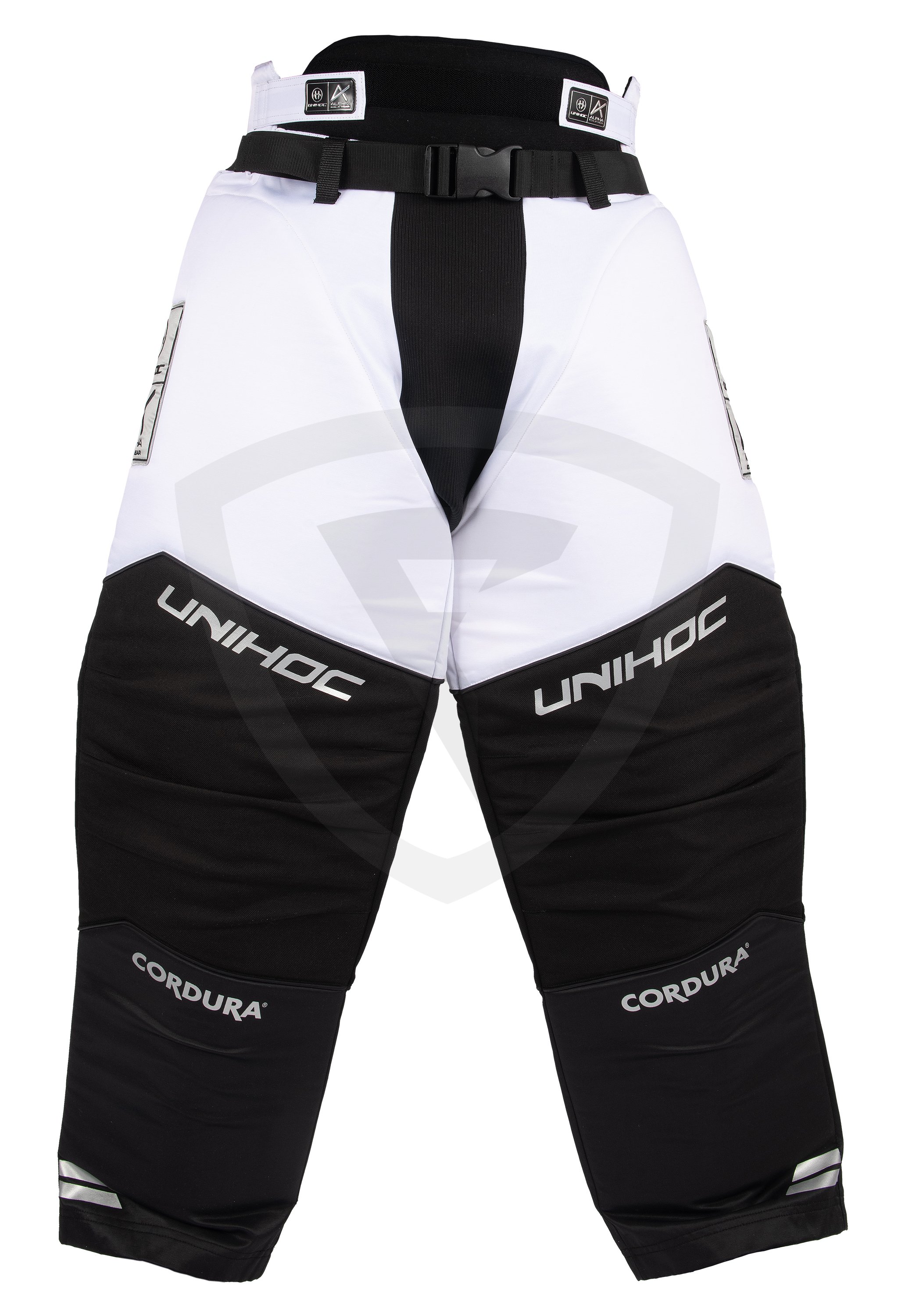 Unihoc Alpha Goalie Pants White-Black S bílá-černá